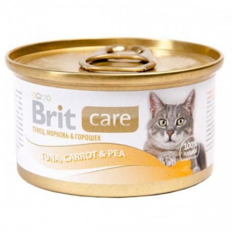 Брит Консервы д/кошек Brit Care Tuna,Carrot&Pea Тунец, морковь и горошек, 80г