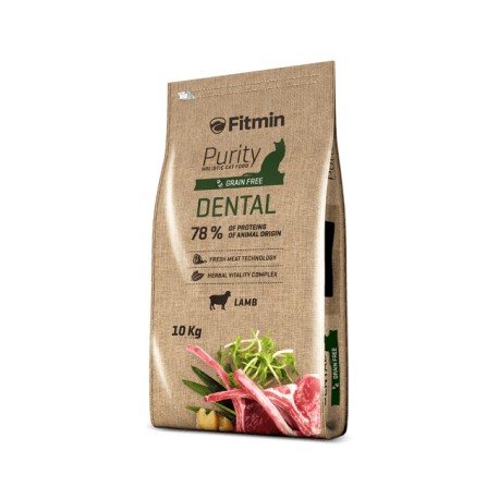 Беззерновой корм Fitmin Cat Purity Dental для взрослых кошек, способствующих здоровью полости рта (10 кг)