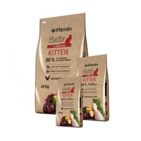 Беззерновой корм Fitmin Cat Purity Kitten для котят до 12 месяцев, беременных и кормящих кошек (0,4 кг)