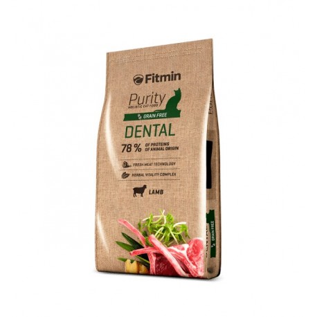Беззерновой корм Fitmin Cat Purity Dental для взрослых кошек, способствующих здоровью полости рта (1,5 кг)