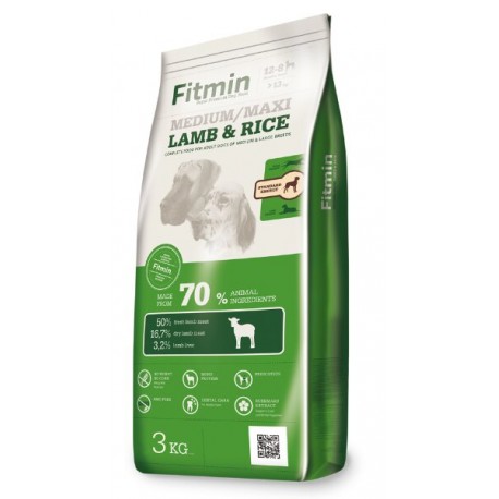 Сухой корм Fitmin MEDIUM MAXI Lamb/Rice для собак средних и крупных пород, ягненок с рисом (3 кг)