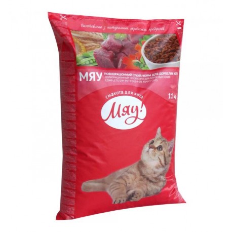 Мяу! Сухой корм для кошек 11кг для взрослых кошек индейка и садовая трава