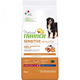 Сухой корм Trainer Natural для собак с чувствительным пищеварением крупных и средних пород старше 12 мес, с лососем (12 кг) В н