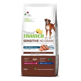 Беззерновой сухой корм Trainer для собак с чувствительным пищеварением крупных и средних пород старше 12 мес, форель (12 кг)