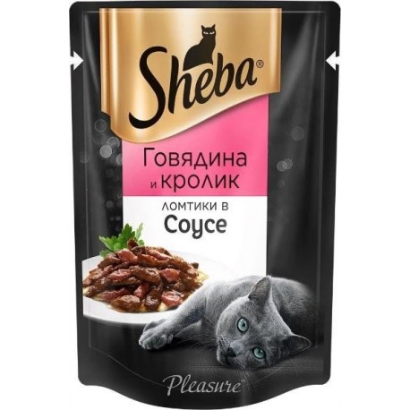 Влажный корм Sheba ломтики в соусе, говядина и кролик (0,085 кг)