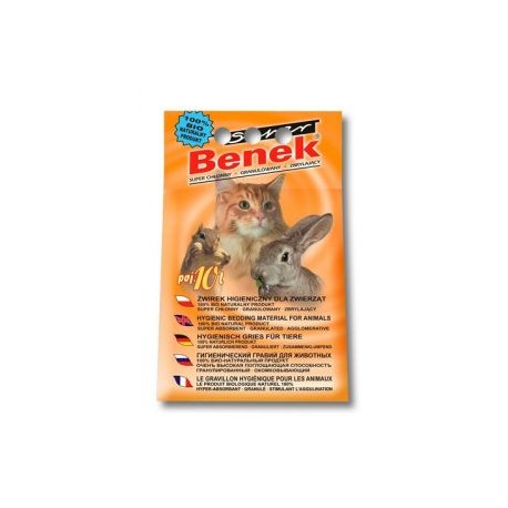 Наполнитель для кошек S.Benek комкующийся 10л универсальный - подходит для всех домашних питомцев (оранж. с грыз.)