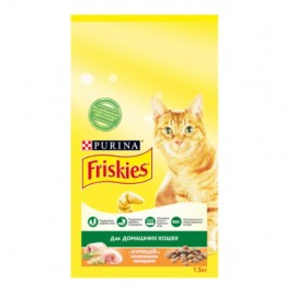 Friskies Корм сухой полнорационный для домашних кошек, с курицей и садовой зеленью (1,5кг.)