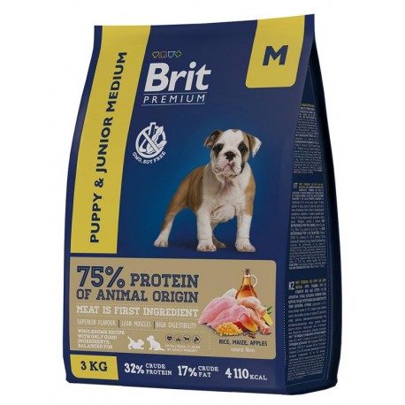 Брит 1кг Brit Premium Junior M для молодых собак средних пород (2-12 мес), 