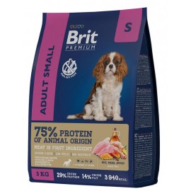 Сухой корм Brit Adult S Premium by Nature для взрослых собак мелких пород (3 кг)