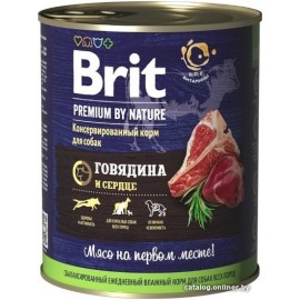 Брит Консервы д/собак Brit Premium BEEF&HEARТ Говядина и сердце, 850г