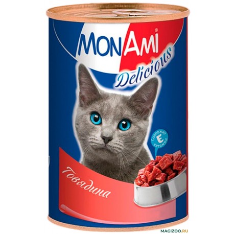 Монами консервы мясные Monami для кошек с говядиной (0,350 кг)