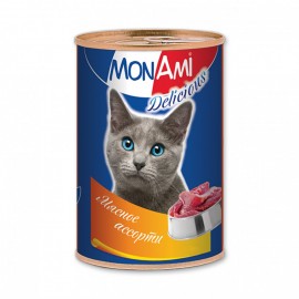 Монами консервы мясные Monami для кошек, мясное ассорти (0,350 кг)(