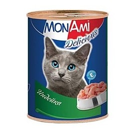 Монами консервы мясные Monami для кошек с индейкой (0,350 кг)
