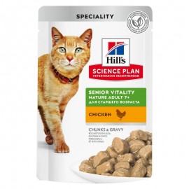 Влажный корм Hill's Science Plan Senior Vitality для пожилых кошек, с курицей (0,085 кг)
