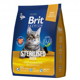 Сухой корм Brit Premium для взрослых стерилизованных кошек, утка и курица (2 кг)