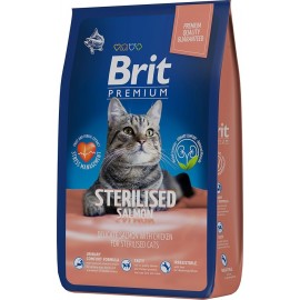 Сухой корм Brit Premium для кастрированных котов, с лососем (8 кг)