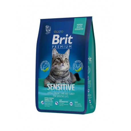 Брит 8кг NEW Premium Cat Sensitive гипоалл. с ягненком д/кошек с чувств.пищеварением 
