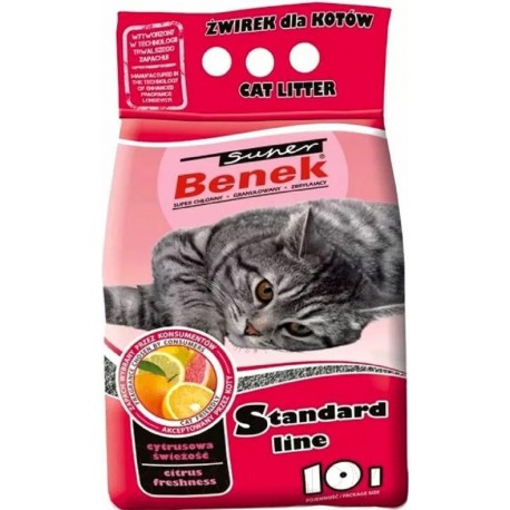 Наполнитель для кошек S.Benek комкующийся 10л цитрусовая свежесть