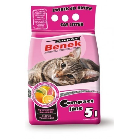 Наполнитель для кошек S.Benek комкующийся 5л Compact цитрусовая свежесть