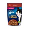 Влажный корм Felix Sensations для взрослых кошек, с говядиной в желе с томатами 75гр