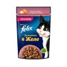 Влажный корм Felix Sensations для взрослых кошек, с лососем в желе с добавлением трески 75гр
