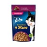Влажный корм Felix Sensations для взрослых кошек, с уткой в желе со шпинатом 75гр
