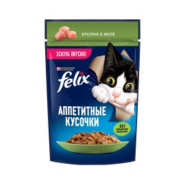 Влажный корм Felix Аппетитные кусочки для взрослых кошек, с кроликом в желе 75 гр
