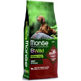 Сухой беззерновой корм Monge BWILD ADULT LAMB для взрослых собак всех пород с ягненком (15 кг)