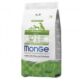 Сухой корм Monge Dog Monoprotein для взрослых собак всех пород, с кроликом, рисом и картофелем (2,5 кг)