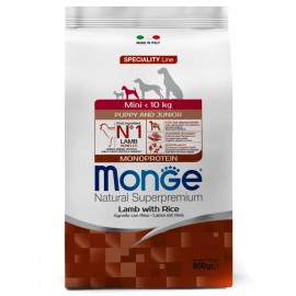 Сухой корм Monge Dog Monoprotein Mini корм для щенков мелких пород, с ягненком и рисом 800гр