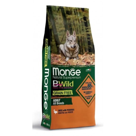 Monge Dog PFB GRAIN FREE корм для собак всех пород беззерновой утка с картофелем 15 кг