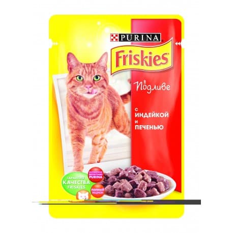 FRISKIES консервы с индейкой и печенью в подливе для взрослых кошек (0,1 кг.)