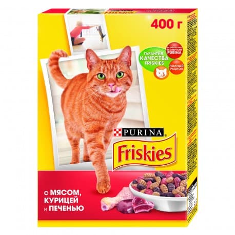 Friskies Корм сухой с мясом курицей и печенью и для взрослых кошек (0,4 кг.)