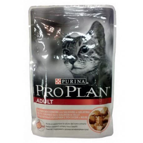 Pro Рlan Корм полнорационные консервы для взрослых кошек с лососем в соусе (пакет 0,085 кг.)