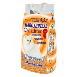 Наполнители для кошек и котов PUSSY CAT 4,5л минеральный (оранж.) Артикул PUS006