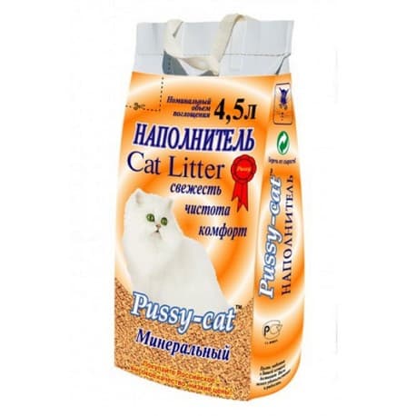 Наполнитель PUSSY CAT 4,5л минеральный (оранж.) Пусси Кэт