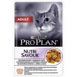 Purina Pro Plan NutriSavour. Корм консервированный для взрослых кошек, вкусные кусочки с индейкой в желе 0,085 кг