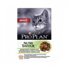 Purina Pro Plan NutriSavour. Корм консервированный для взрослых кошек, вкусные кусочки с ягненком в желе 0,085 кг