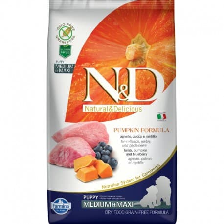  N&D DOG GF PUMPKIN LAMB & BLUEBERRY PUPPY MEDIUM & MAXI 2,5 кг