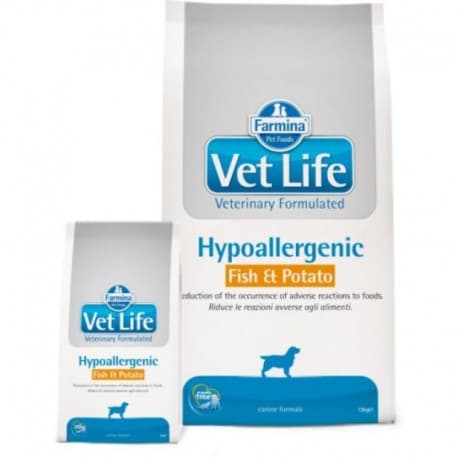 Vet Life Dog Hypoallergenic Fisch&Potato / Гипоаллергенное диетическое питание для собак (рыба с картофелем) 2 кг