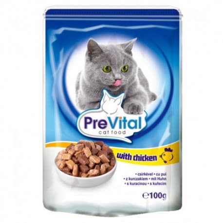 PreVital Классик консервы для кошек, в соусе с курицей, 100 гр