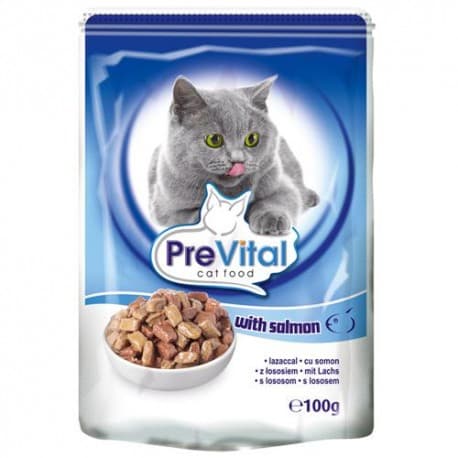 PreVital Классик консервы для кошек, в желе с лососем, 100 гр