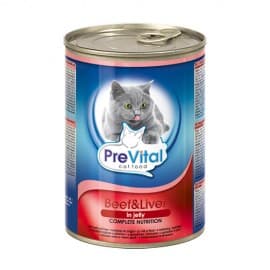 PreVital Chunks Cat beef, liver in jelly (Говядина, печень в желе), 415 гр