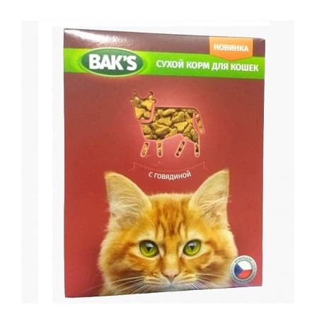 Сухой корм для кошек "BAKS" с говядиной, 10 кг