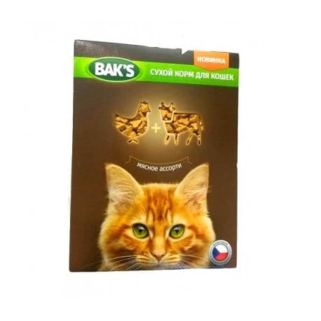 Сухой корм для кошек "BAKS" мясное ассорти, 10 кг