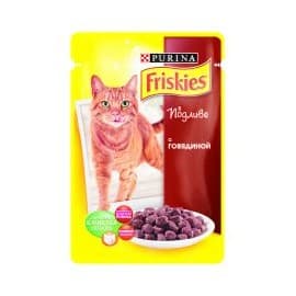 FRISKIES консервы для взрослых кошек, с говядиной в подливе 0,085 кг